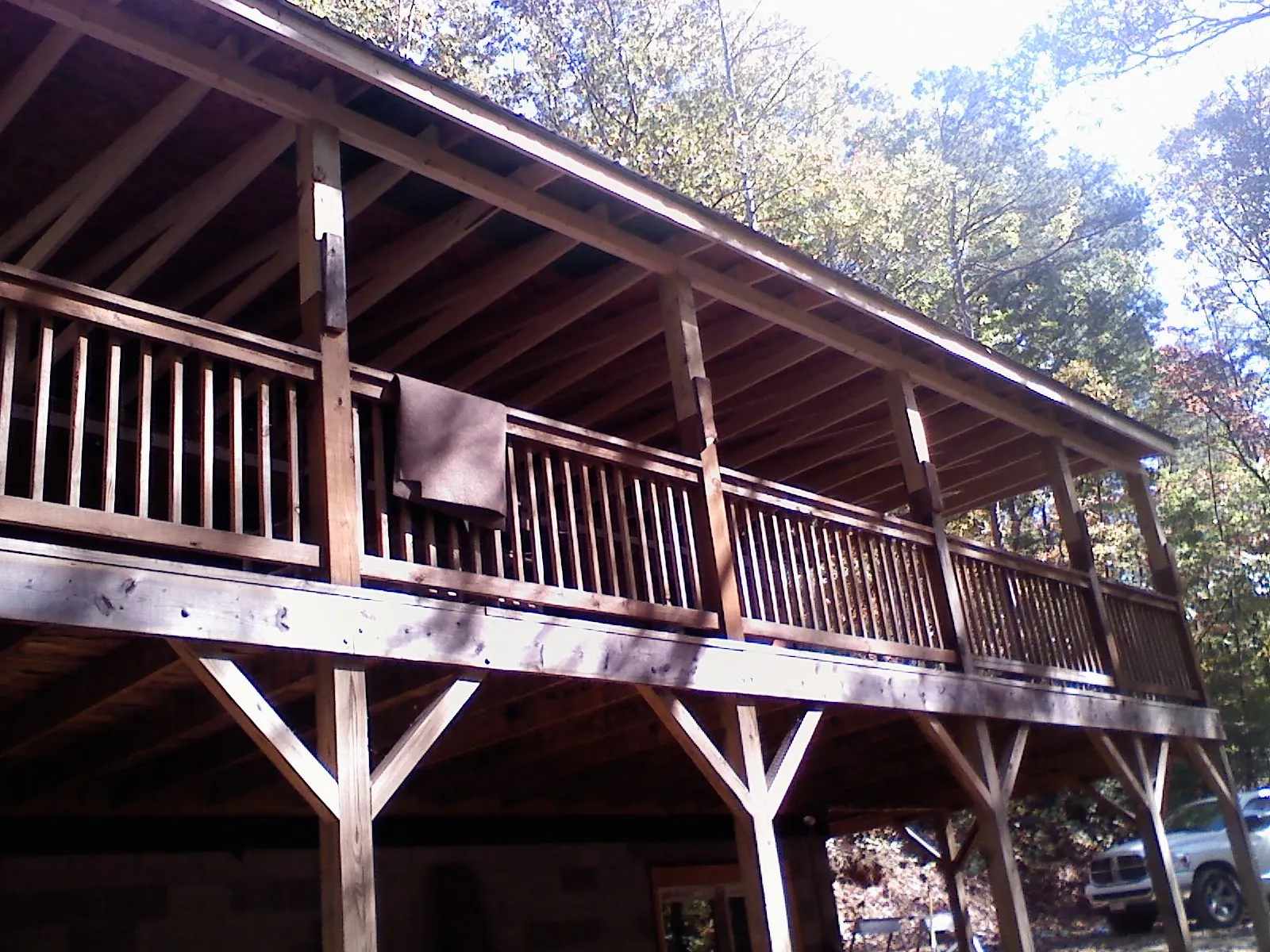 Timber framing under a new elevated porch and deck — Roof Leak Repair in Pocahontas by Roofing Brothers